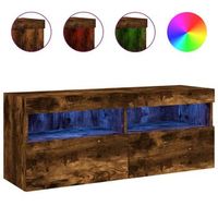 mueble de tv de pared con luces led roble ahumado 100x30x40 cm vidaxl