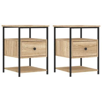 Mesitas Noche 2 Uds Madera Ingeniería Roble Sonoma 40x42x56 Cm Vidaxl