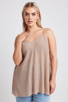 Limited Collection Top Textura Rosa Metalizado De Tirantes, Mujer Curvy Y Tallas Grandes, Limited Collection