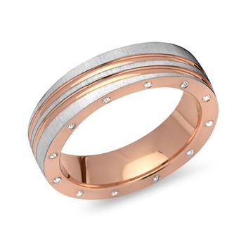 Anillo de mujer bicolor grabable plata circonita cúbica