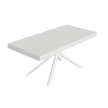 Mesa Extensible Niket 200/460x90 Cm Fresno Blanco Con Patas Blancas