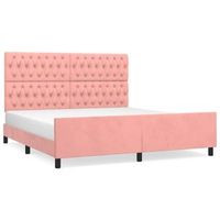 cama de matrimonio  cama de adulto  estructura de cama con cabecero de terciopelo rosa 180x200 cm