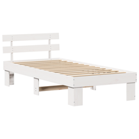 cama individual  estructura de cama con cabecero blanca 80x200 cm madera maciza de pino cfw59546