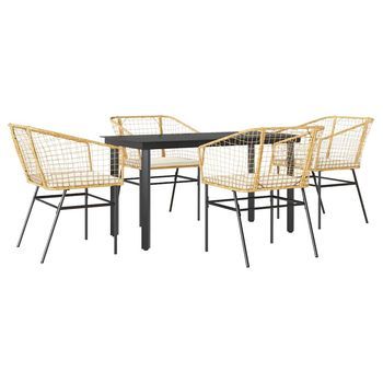Juego De Comedor Jardín 5 Uds Cojines Ratán Sintético Marrón Cfw910737