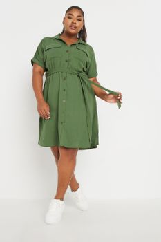 Yours Vestido Camisero Caqui , Mujer Curvy Y Tallas Grandes, Yours