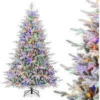 arbol de navidad nevado 218cm costway arbol de navidad con luces incorporadas 350 luces led multicolores