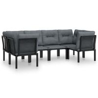 conjunto de muebles de jardin 6 uds  mesa y sillas ratan sintetico negro y gris