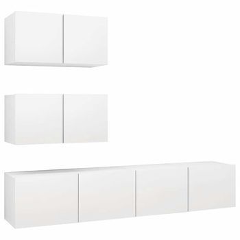 Juego De Mueble Para Tv De 4 Piezas Aglomerado Blanco