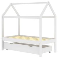 estructura de cama infantil y cajon madera pino blanca 70x140cm vidaxl