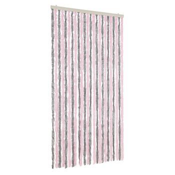 Cortina Antimoscas Chenilla Gris Plateado Y Rosa 100x200 Cm Vidaxl