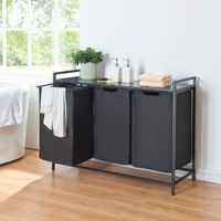 clasificador de ropa saltvik con 3 bolsas 45 l metalpoliester 76 x 103 x 38 cm - negro encasa