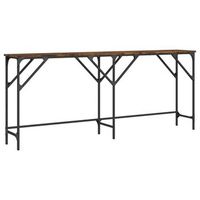 mesa consola madera de ingenieria roble ahumado 180x29x75 cm vidaxl