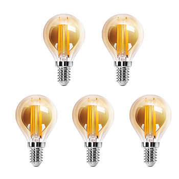 Aigostar  Vintage Bombilla LED E14, 4W Equivalente a 37W, Blanco Cálido 2200K ,400lm, G45 Bombilla Filamento Led,Angulo de Apertura 360º,5 Pieza