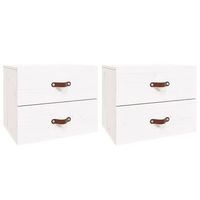 pack 2 uds mesitas de noche  mesa auxiliar  mesilla de pared blanco 50x36x40 cm