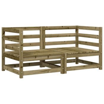 2 Uds Sofás Esquineros Jardín | Sofá De Exterior Madera Pino Impregnada 70x70x67cm