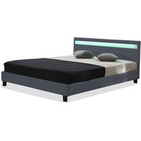 cama led maria - 140 x 190 cm - gris