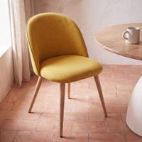 silla de comedor de tela reciclada ocre
