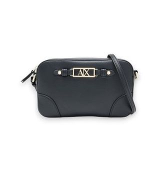 A|X Armani Exchange para mujer. XW002612AF15632UC010 Bandolera con placa metálica frontal y correa ajustable negro (OSFA), Casual, Poliéster