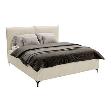Cama Clovis 113, Individuales, De Color Marrón Claro, Tapiz, Somieres, 140x214x108cm