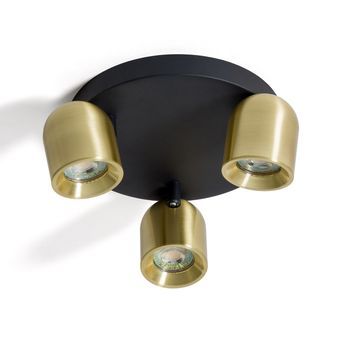 Lámpara De Techo Circular Orientable Aluminio 3 Focos Caleb Dorado