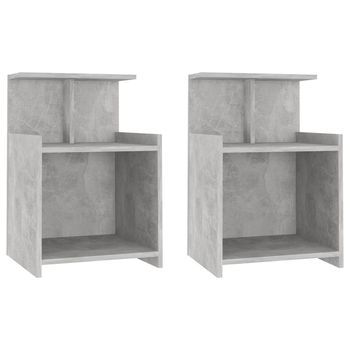 Mesitas De Noche 2 Uds Contrachapada Gris Hormigón 40x35x60 Cm Vidaxl