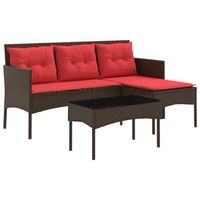 conjunto de sofas de jardin 2 piezas  mueble de jardin marron y rojo ratan sintetico