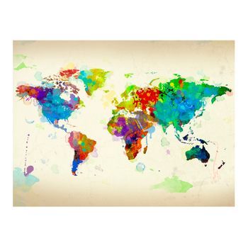 Papel Pintado 3d - Paint Splashes Map Of The World (200x154 Cm)