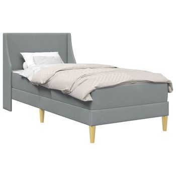 Cama Individual | Cama Para Adulto | Estructura De Cama Con Colchón Gris Claro 90 X 200 Cm Poliéster