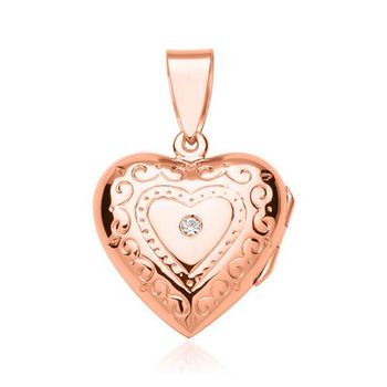 Medallón en forma de corazón chapado en oro rosa