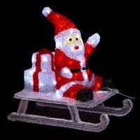 papa noel acrilico sobre trineo iluminado con 60 leds h485cm exterior