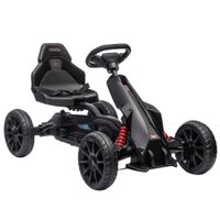 homcom kart a pedales para ninos 3-8 anos con asiento regulable en 4 posiciones y ruedas de eva 100x58x585 cm negro