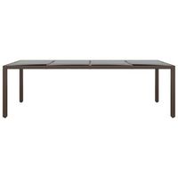 mesa de jardin  mesa de exterior superficie de vidrio ratan sintetico marron