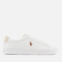 polo ralph lauren mens sayer canvas low top trainers - white - uk 7