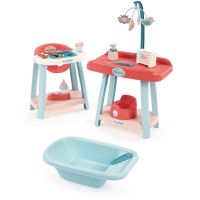 set de juego 3 en 1 ecoiffier para munecas 32 cm con silla alta mesa y banera
