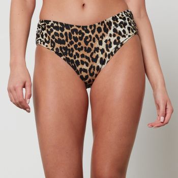 Ganni Leopard-Print Recycled Bikini Bottoms - EU 34/UK 6