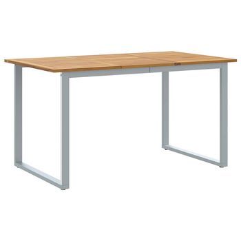 Mesa De Jardín | Mesa De Exterior Gris 140 X 80 X 75 Cm Madera De Acacia Sólida