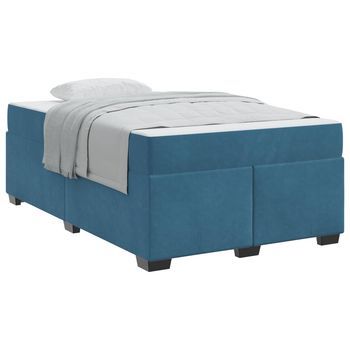 Estructura De Cama Con Colchón Azul Oscuro 120 X 200 Cm Tela Vidaxl