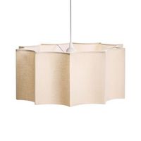 lampara colgante con base metalica y pantalla cilindrica de tela estilo moderno blancobeige claro luenha