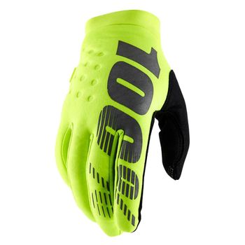 100% Brisker Race Gloves - Fluo Yellow X Large