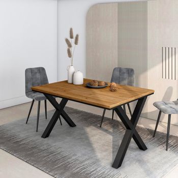 Mesa comedor efecto madera roble 140x90x74cm