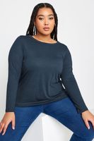 yours camiseta azul marino con manga larga mujer curvy y tallas grandes yours