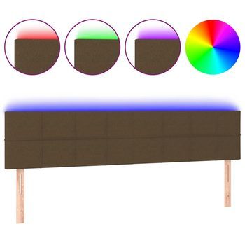 Cabecero，cabecero De Cama，panel De Cabecera Con Led De Tela Marrón Oscuro 160x5x78/88 Cm