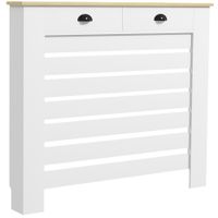 homcom cubre radiadores de mdf con 2 cajones cubierta para radiador para salon dormitorio pasillo 111x19x955 cm blanco