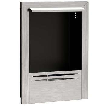 HOMCOM Chimenea de etanol en acero inoxidable, capacidad de 0,9 litros, vidrio templado, hasta 3,3 horas de combustión, plateada