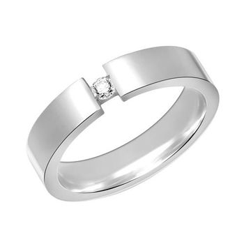 Anillo de tensión exclusivo con circonita de 4,5 mm de ancho