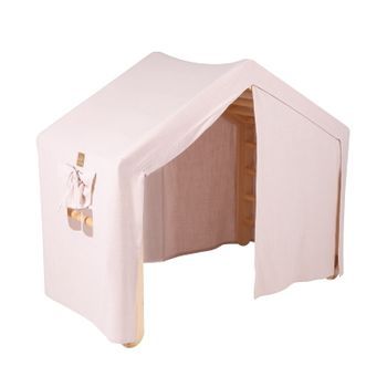 Meowbaby Casa Grande Con Escalera Plegable Para Niños, Natural/rosa