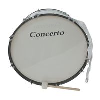 bombo concerto 25 x 10 con casco de madera forrado en blanco con 1 maza bombo correa cruzada doble de nailon y llave de afinacion