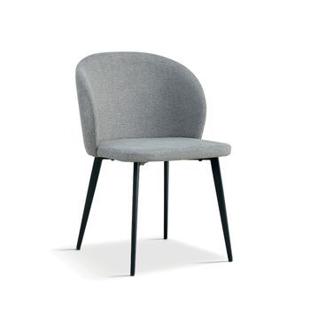 Silla Con Tapizado De Tela Para Comedor En Color Gris Claro. Colección Hardin.