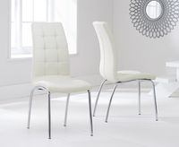 calgary cream faux leather dining chairs - cream