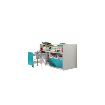 Mezzanine Vipack Bed + Escritorio + Almacenamiento 90x 200 Bonny Turquoise